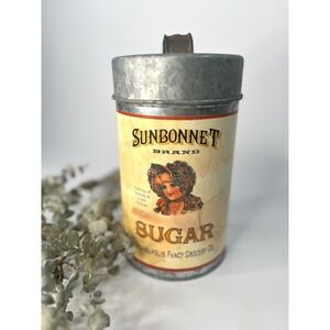 Sunbonnet Sugar Metal Canister Advertising Rustic Farmhouse Collectors Decor...